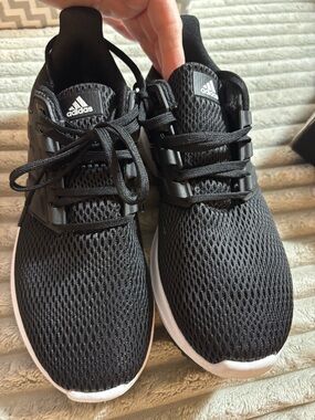 adidas Black Athletic Sneakers with White Label Detail